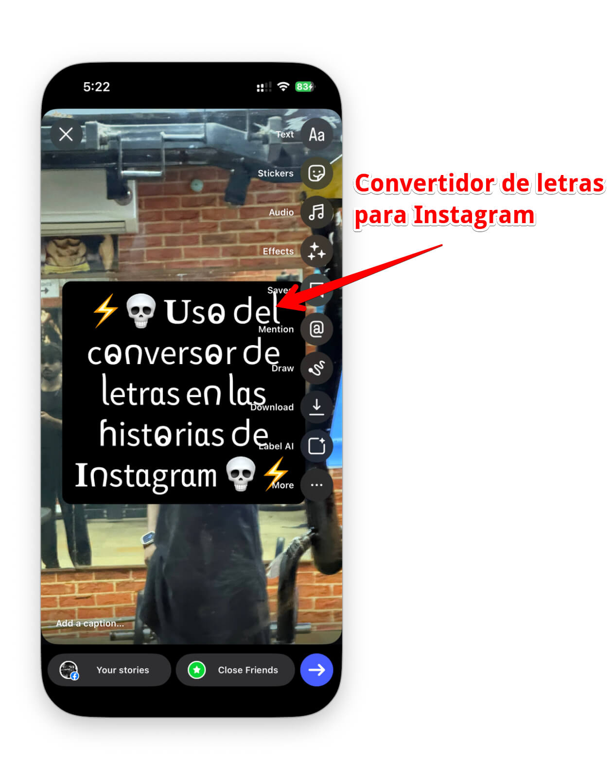 Uso del Convertidor de Letras en Historias de Instagram